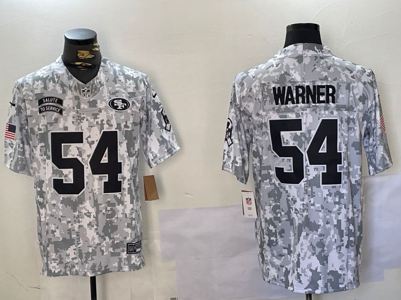 Men San Francisco 49ers #54 Warner Nike Arctic Camo 2024 Salute to Service Limited NFL Jersey style 9